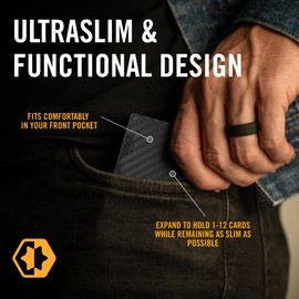The Ridge Slim Minimalist Minimalist Style Mens Wallet with Front Pocket and RFID Safety Blocking - Card Holder Wallet (Carbon Fiber)
