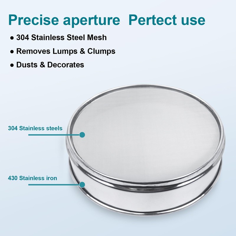 3 Pack 304 Stainless Steel Mesh Lab Sieves, 200mesh 0.075mm,