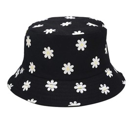 Umeepar Unisex Reversible Packable Bucket Hat Sun Hat for Men Women (Small Flowers Black)