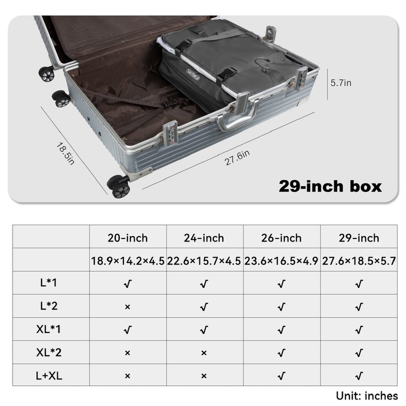 TABITORA Portable Hanging Travel Shelves Bag Packing Cube Organizer Suitcase