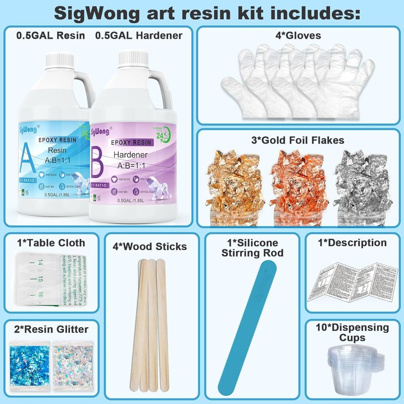Epoxy Resin - 1 Gallon Crystal Clear Coating Kit, Not