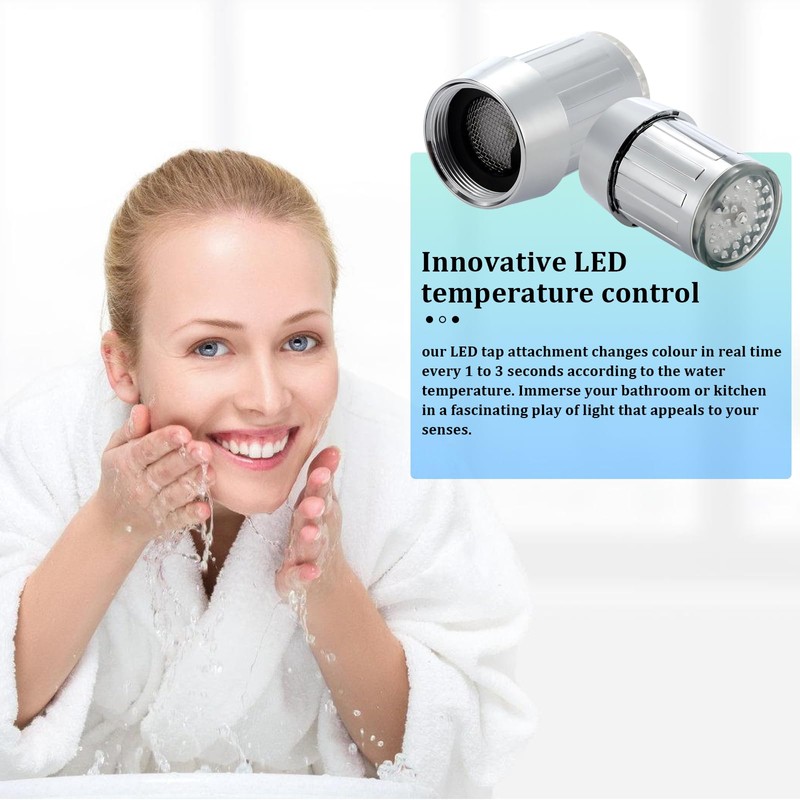 LED Tap, Set of 4 LED Luminous Three-Colour Faucet Water