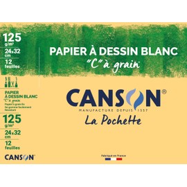 CANSON "C" mit Körnung – 12 Blatt Zeichenpapier, weiß, A4, 125 g/m²