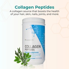 Youngevity Multi-Collagen Peptides Powder with Fulvic Powder – Hydrolyzed Grass-Fed, Marine, Chicken, & Eggshell Membrane Collagen – Hair, Skin, Nails, Bone, Bone Support – I, II, III, V, X – 11.4 oz