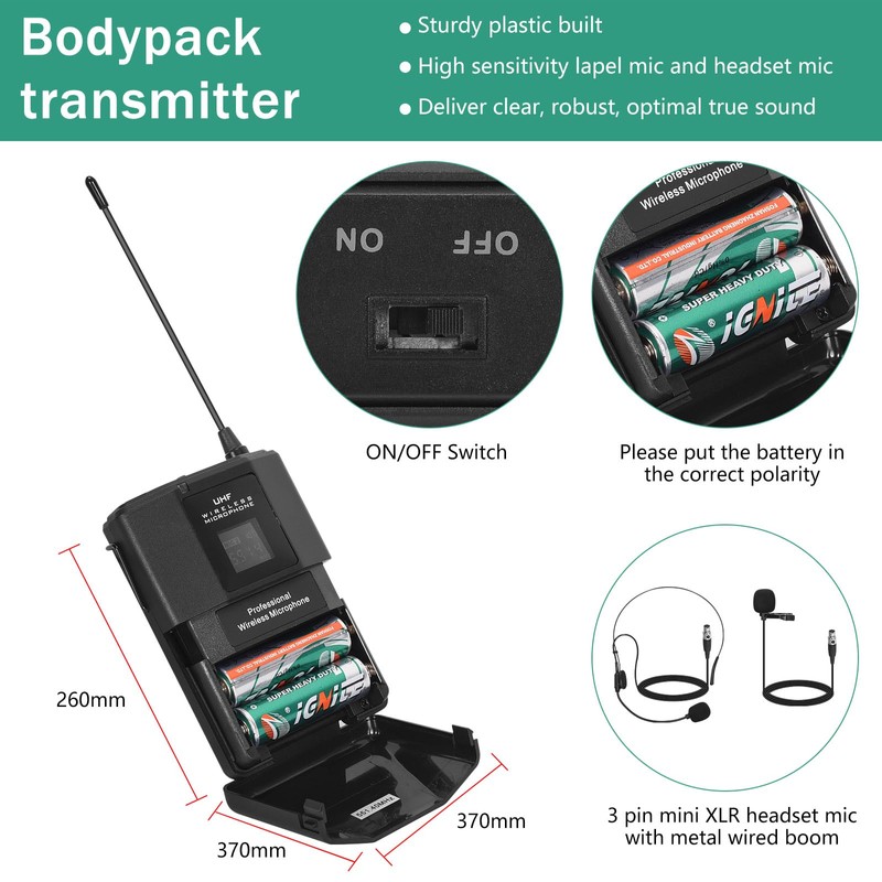 MicrocQueen Wireless Microphone System, 4-Channel UHF Professional Mic, Auto Pairing