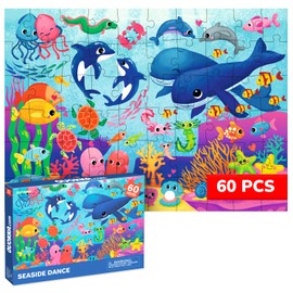 QUOKKA Puzzles for Kids Ages 4-6 – 60 Piece Jigsaw Puzzles for Toddlers Ages 3-5 with Ocean Animals – Quiet Time Toys for Preschoolers 2-4 – FSC Certified Educational Learning Game for Boys and Girls