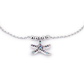 Vanbelle Sterling Silver Jewelry Starfish Bracelet with Multi Color Cubic Zirconia stones with Rhodium Plating for Women