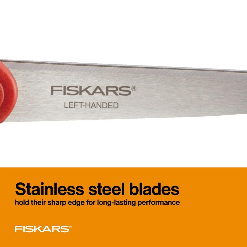 Fiskars All-Purpose Left-Handed Scissors, Gifts for Mom, Ergonomically Contoured, Stainless