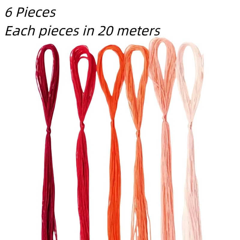 6pcs 20 Meters Gradient Red Embroidery Thread In 6 Colors