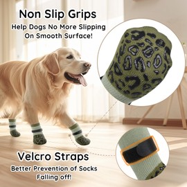 PICK FOR LIFE Non Slip Dog Socks with Grippers Prevent from Licking Paws,Anti-Slip Dogs Grip Socks for Senior Dogs on Hardwood Floor(Green,2Pairs,XL)