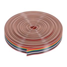 sourcing map 1 Pcs 12 Pin Flat Rainbow Ribbon Cable 30 Ft 1.27mm Pitch Breadboard Jumper Wires for Electronic Projects