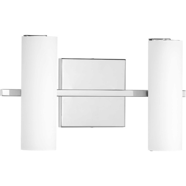 Progress Lighting Colonnade LED Collection 2-Light Etched White Glass Luxe Bath Vanity Light Polished Chrome