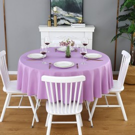 FOLINS&HOME Lavender Round Tablecloth 90 Inch Waterproof Heavy Duty Wrinkle Free Polyester Fabric Table Cloth, Spillproof Washable Table Cover for Parties, Camping, Picnic, Banquet, Indoor and Outdoor
