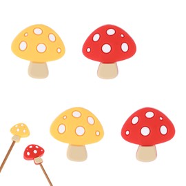 4PCS Mushroom Stitch Stoppers Knitting Accessories Knitting Needle Point Protectors Cute Silicone Knitting Needles Cap Needle Minder Sewing Gadgets for Beginners Knitting Craft DIY Quilting Art