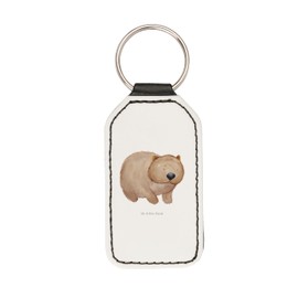 Mr. & Mrs. Panda Wombat Rectangular Keyring Gift Bag Charm Guardian Angel Funny Sayings Good Mood, White