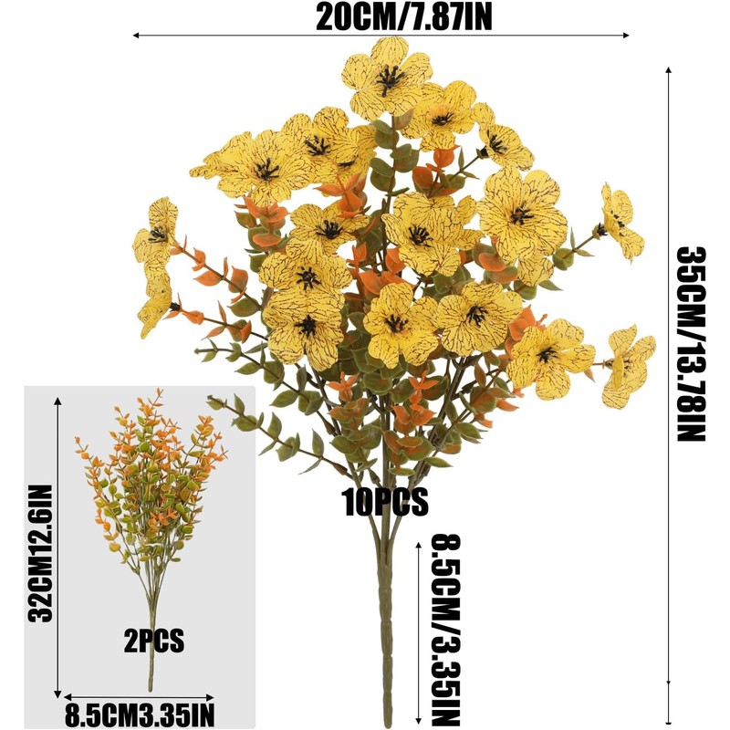 12 Plantas Artificiales con Flores para Decoración al Aire Libre