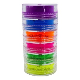 Bello Origen Pincel Difuminador + Pigmentos Neón Para Uñas Torre De 6 Pzs