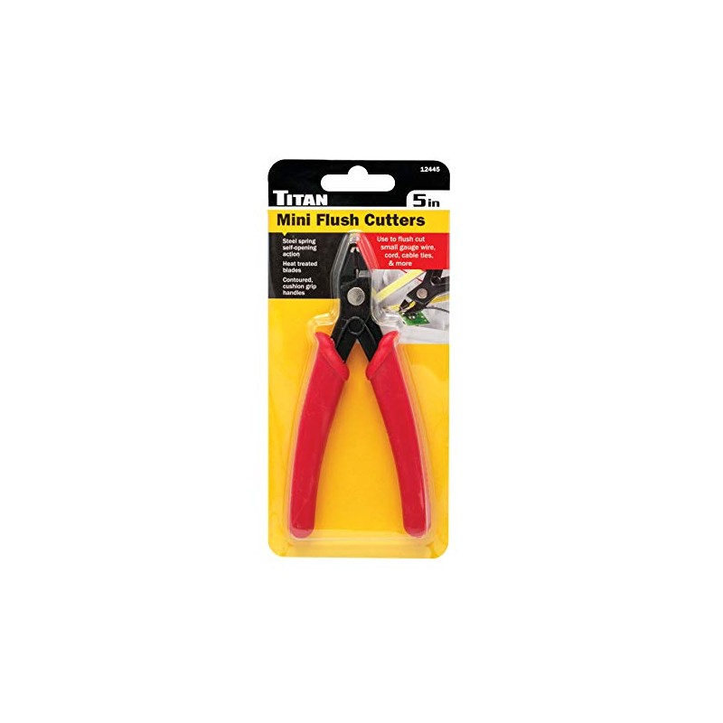 Titan 12445 5-Inch Mini Flush Cutters, Diagonal Cutting Pliers