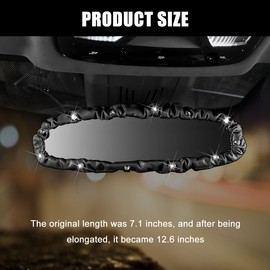 Norkmdi Bling Car Rearview Mirror Cover, Crystal Rhinestones Elastic Vehicle Rear View Mirror Protector, Diamonds Auto Interior Decorative Trim for Women Girls, Universal for SUV RV Truck (Black)