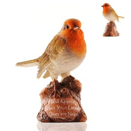 Muldale Robin Graveside Ornament - Red Robin Grave Decoration for Home or Outdoor Garden - Resin Bird Gifts Sculpture - 14cm