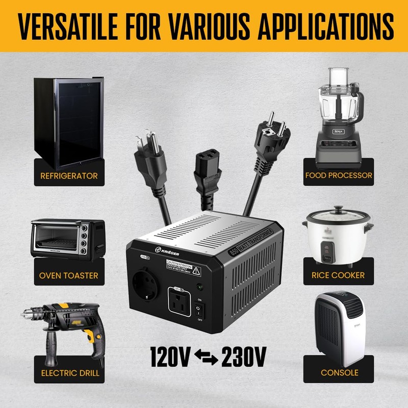 K KRIËGER 850 Watt Voltage Transformer, 110/120V to 220/240V Step