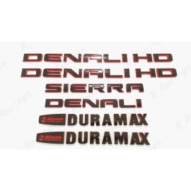 Auto 6PCS 11-19 Gloss Black Red GMC Sierra Denali Duramax 2500HD 3500HD Emblem Letter