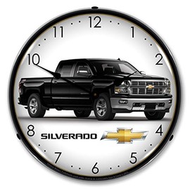 The Finest Website Inc. New Silverado Black Retro Vintage Style Advertising LED Lighted Clock - Ships Free Next Business Day to Lower 48 States