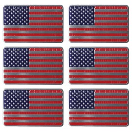 BYOBYO 6Pcs 3D American Flag Car Emblem Sticker, US Flag Metal Badge 3.15inch Car Interior Sticker Decals USA Flag Decal Emblem for Truck, SUV Car, Motocycle