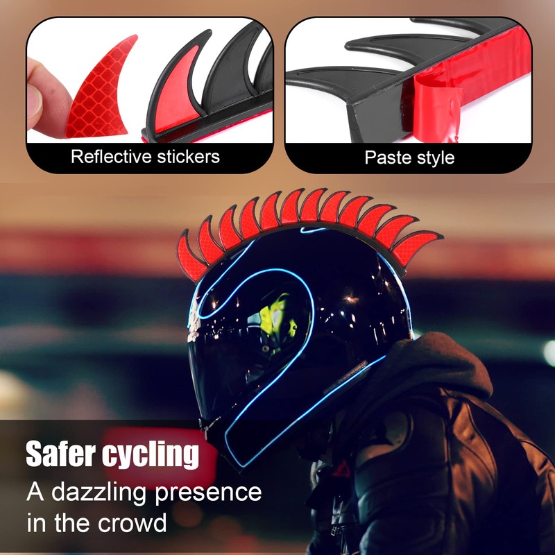 Giilayky Reflective Motorcycle Helmet Mohawk Spikes Rubber Camber Saw with