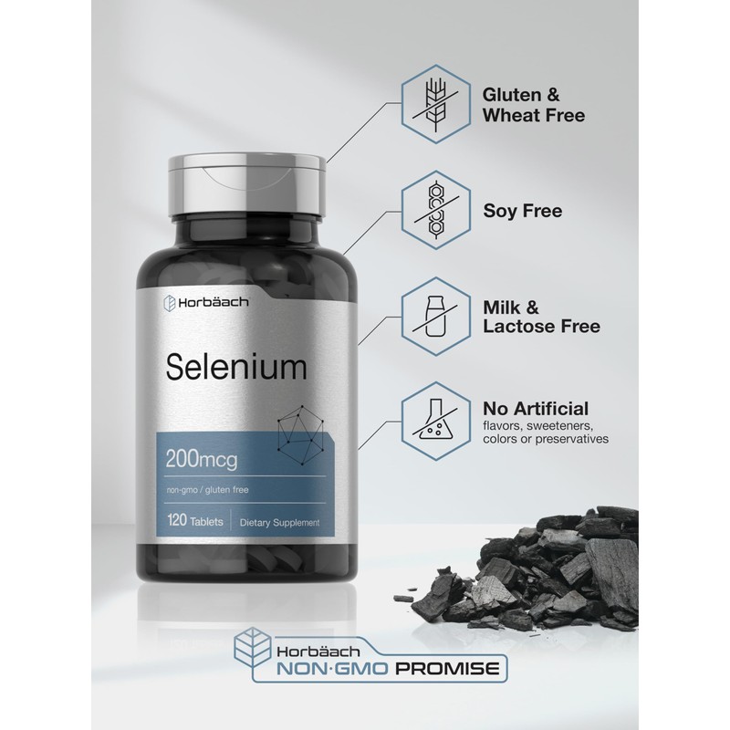 Horbäach Selenium 200mcg Supplement for Women & Men | 120