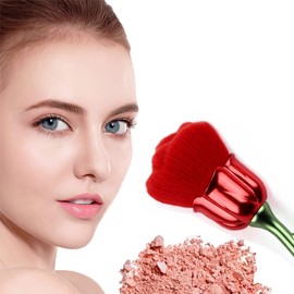 JERCLITY 2 Pieces Rose Makeup Brushes Blush Brush Large Face Powder Makeup Brushes kabuki brushes for Powder Cosmetic Nail Dust Brush Loose Powder Brush(Red/Yellow Pink)