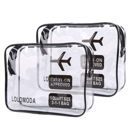 Transparent Toiletry Bag, 2 Transparent Aeroplane Bags, Cosmetic Bag for Suitcase, Toiletry Bag for Transporting Liquids, Transparent Toilet Bag for Men and Women, Black, M