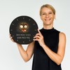 speecheese Owl Wall Clock with Saying Der frühe Vogel kann
