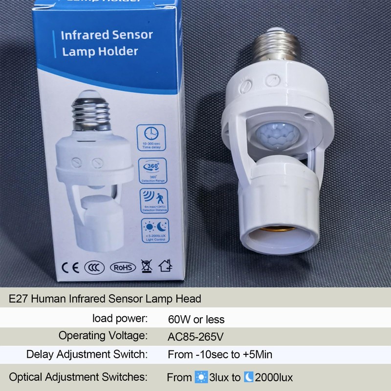 Uuhafsa PIR Motion Sensor Light Socket, E26/E27 Smart Lamp Bulb
