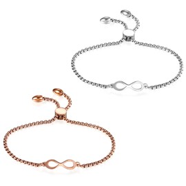 OIDEA Mother's Day Gifts Stainless Steel Infinity Bracelet Women's Bracelet Bangle Charm Bracelet Adjustable for Women, Silver, Stainless Steel, without stone