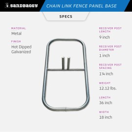 Sandbaggy Chain Link Fence Panel Base (Galvanized) - Temporary Fencing Stands - 1
