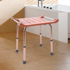 YIYIBYUS Teak Shower Bench with Handles,Teak Bath Bench Shower Stool SPA Seat Portable Height Adjustable 300LBS