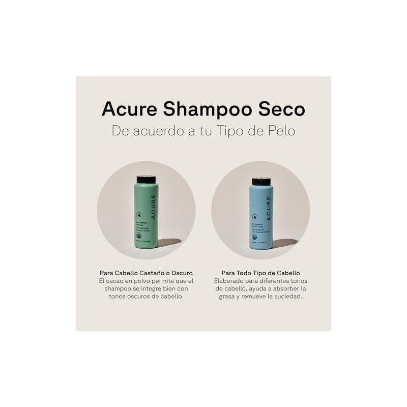 Acure | Shampoo seco en polvo para cabello castaño a