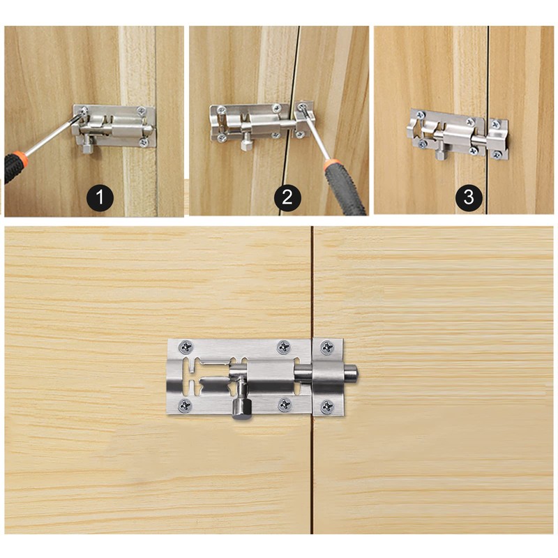 4 Small Bolt Lock, Door Bolt Barrel Sliding Latch Lock