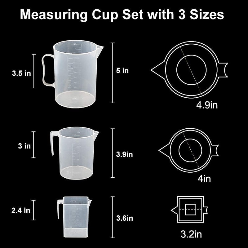 Plastic Measuring Jugs, Multi Function Measuring Jugs Set Heat-Resistant Clear