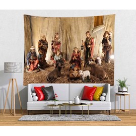 BELECO Jesus Nativity Scene Tapestry Backdrop Christmas Manger Scene Birth of Jesus Tapestries Wall Hanging Christian Religious Wall Art Tapestries for Bedroom Living Room Dorm Home Decor