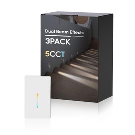 LEONLITE White 5CCT 120V LED Step Light, Dimmable Pin Hole Stair Lights, Anti-Glare CRI90 Indoor Staircase Lights Vertical, 30° Streamlined Lighting Effect, 2700K3000K3500K4000K5000K, ETL, Pack of 3