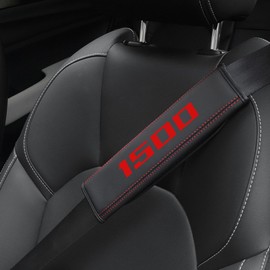 JIATUWAN Compatible with ram 1500 Seatbelt Covers for ram 1500 Car Accessories, Seatbelt Shoulder Strap Pads 2pcs Comfortable Safety Driving Black Leather. (HJD-for 1500)
