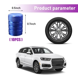 Ziciner 10 PCS Car Tire Valve Stem Caps, Anodized Aluminum Wheel Stem Covers, Corrosion Resistant Car Tire Air Caps, Vehicle Exterior Accessories for Car, Truck, Motorcycle, Bike (Blue-10 PCS)