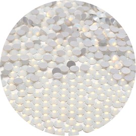 NCB 288pcs Flatback Round Glass Nail Art Rhinestones Crystal for DIY Making Accessories Shoes, Clothes, Face Art, Bags, Manicure (White Opal, SS30 288pcs)