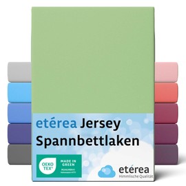 etérea Jersey Fitted Sheet, 100% Oeko-Tex Certified Cotton Bed Sheet for Mattresses up to 20 cm Deep, Children’s Bed Sheet, 80 x 160 cm, 80 x 180 cm, Mint Green