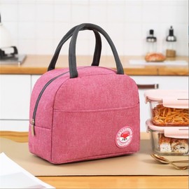 ZONADA Portable Thermal Insulated Food Container Pouch Tote Outdoor Camping Picnic Cooler Bag for All-Day Freshness and Versatile Use (Pink)