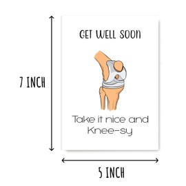 GoGiDesigns Get Well Soon Knee Card - Take It Nice And Knee-sy Card - Witty Recovery Card - Hilarious Get Better Card - Card For Him, White