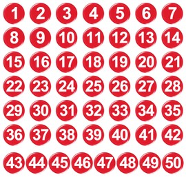 Pack of 50 Colourful Magnets for Magnetic Board, Red Whiteboard Magnets, Strong Number Magnets, Colourful Round Magnets, Decorative Fridge Magnets, for Locker, Photo, School Board, Fridge