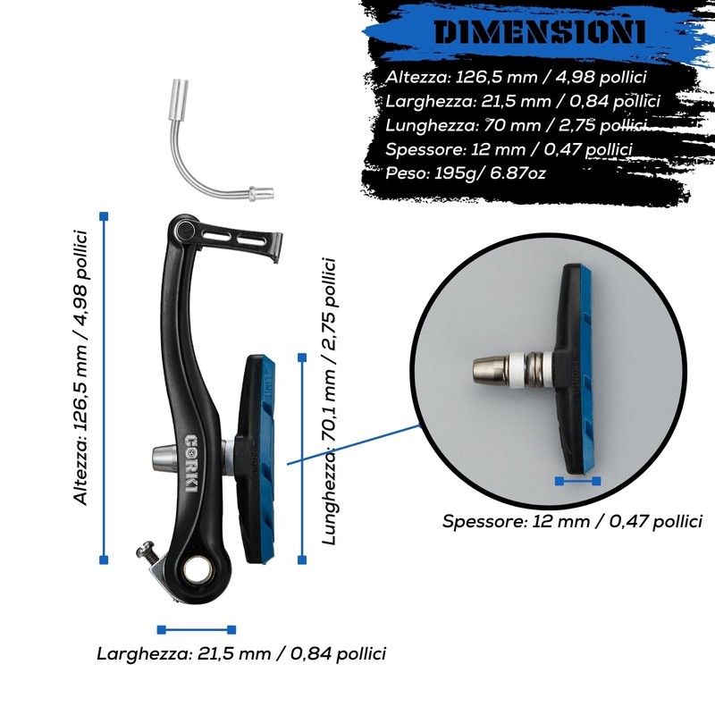 Corki Cycles Linear Mountain Bike V-Brake Set Front and Rear